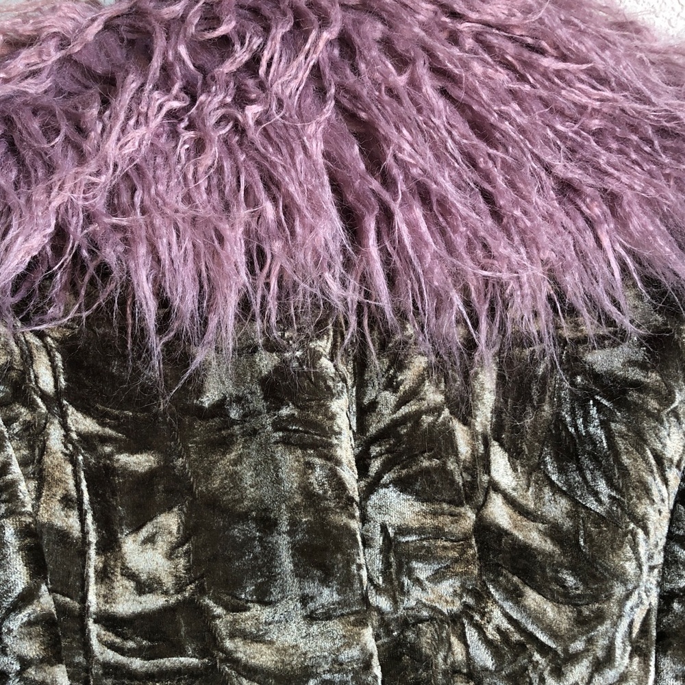 Widow Art Magic Crushed Velvet Faux Fur Trim Jacket Witchy Witchcore Y2K - Picture 7 of 15